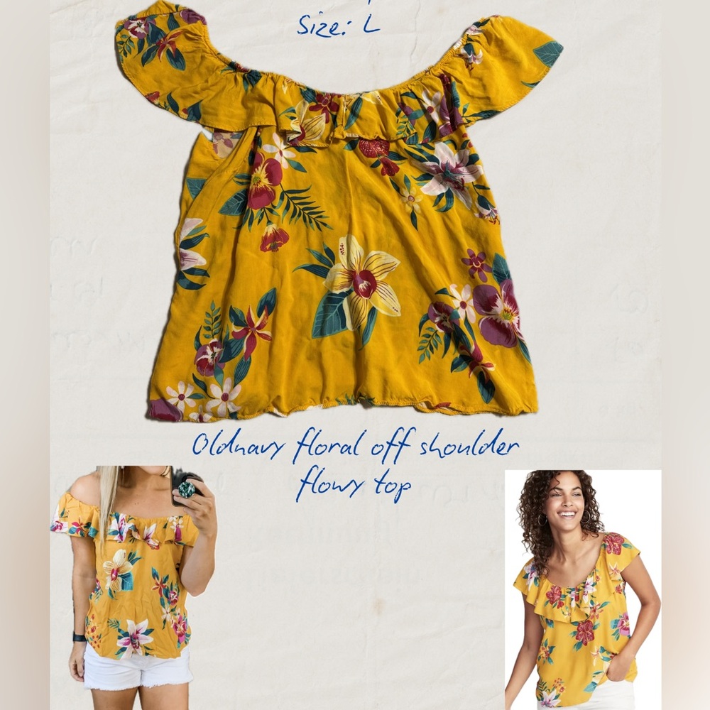 Old Navy Yellow Floral Off-Shoulder Tunic Top